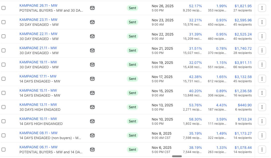 Kampagnen Performance November Detail